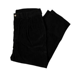 VTG Savane Pleated Corduroy Pants Mens 38x29 Black Dark Academia Trousers Casual